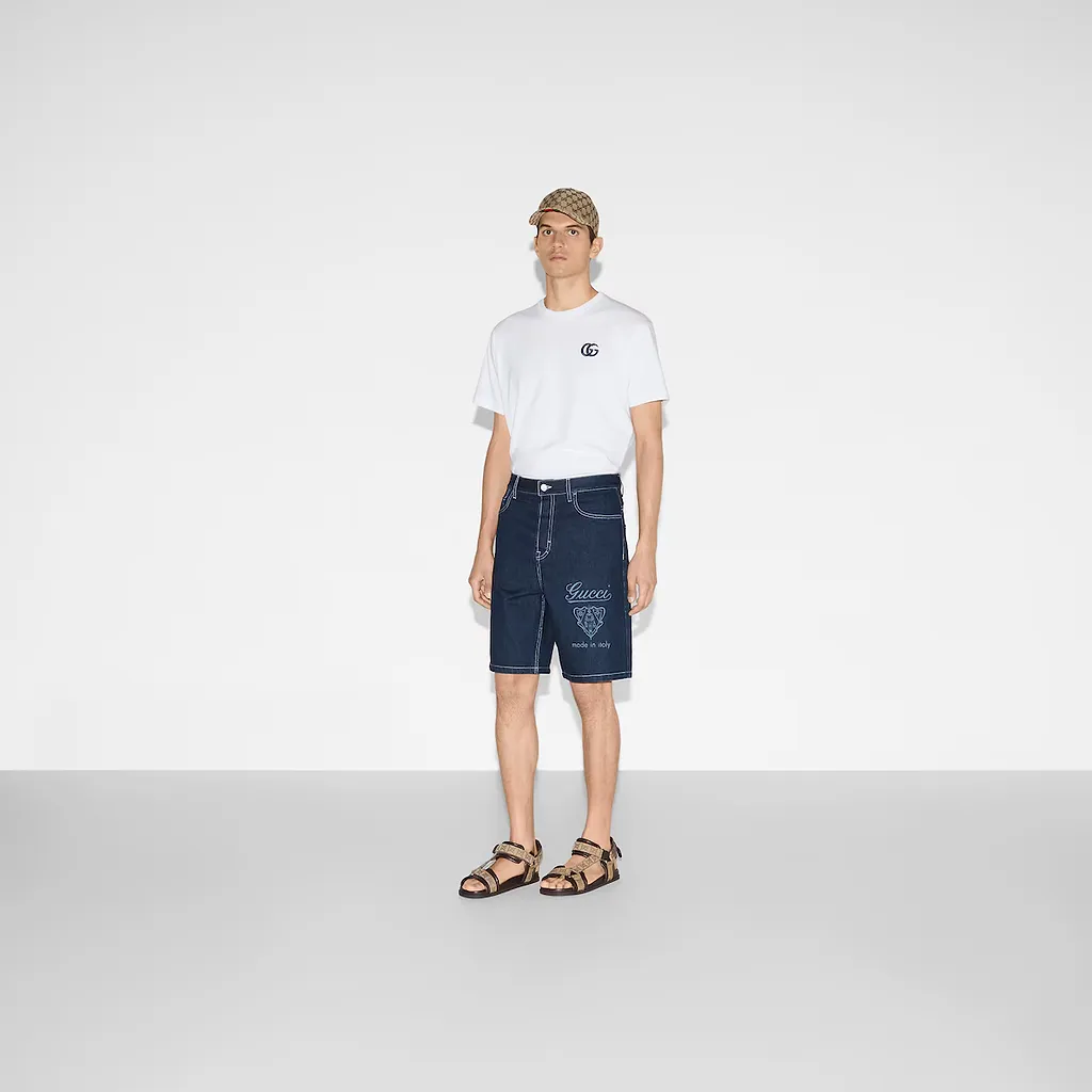 Lasered Denim Shorts