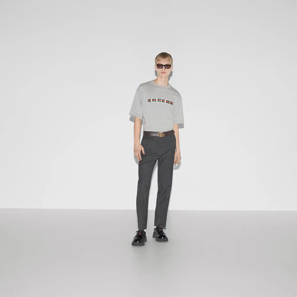Cotton Jersey T-Shirt With Gucci Print