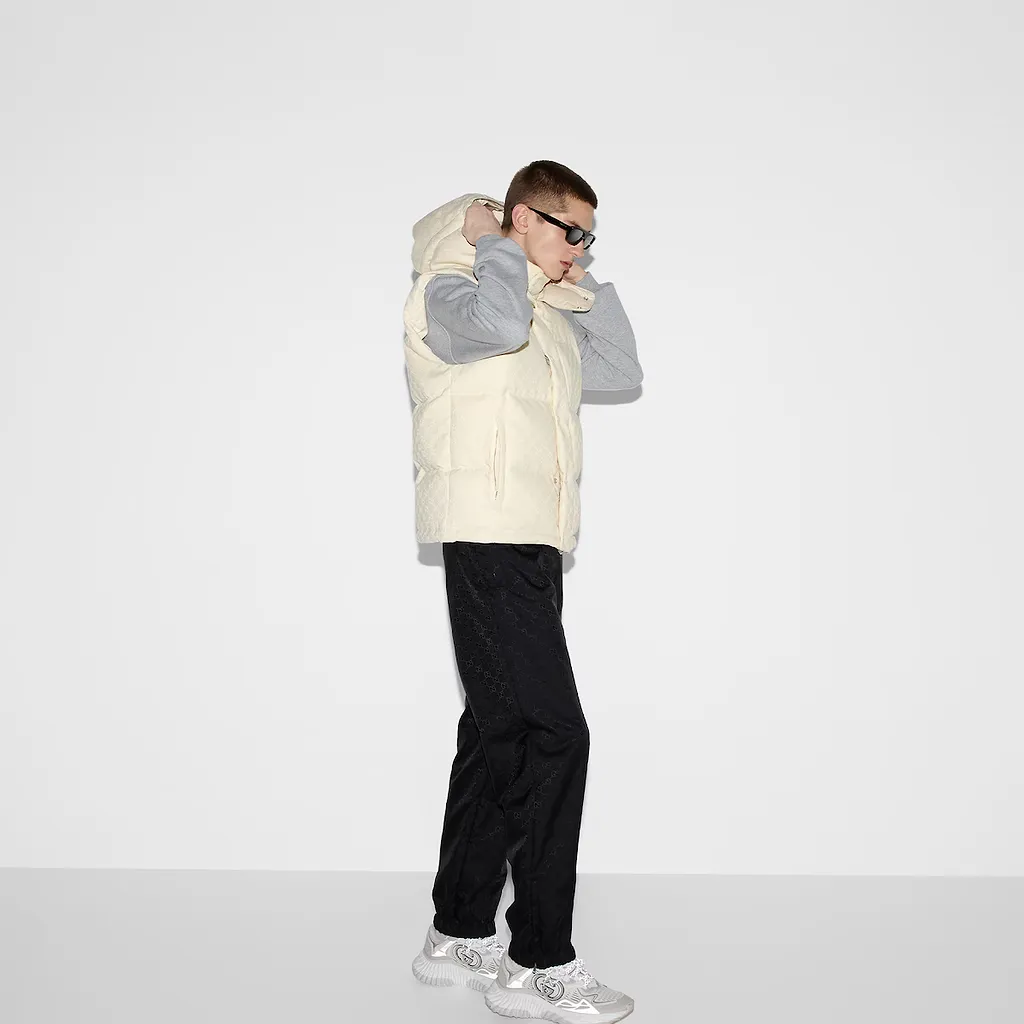 Gg Cotton Blend Canvas Puffer Vest