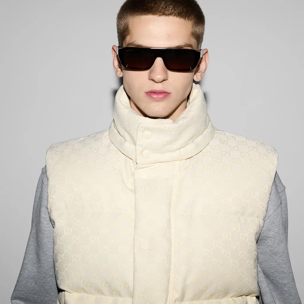 Gg Cotton Blend Canvas Puffer Vest