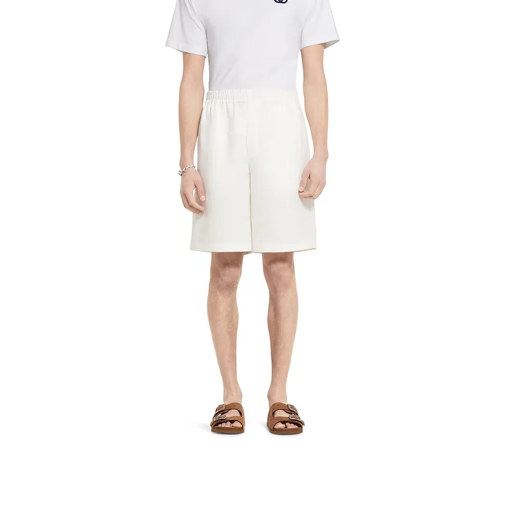 Linen Shorts With Embossed Logo