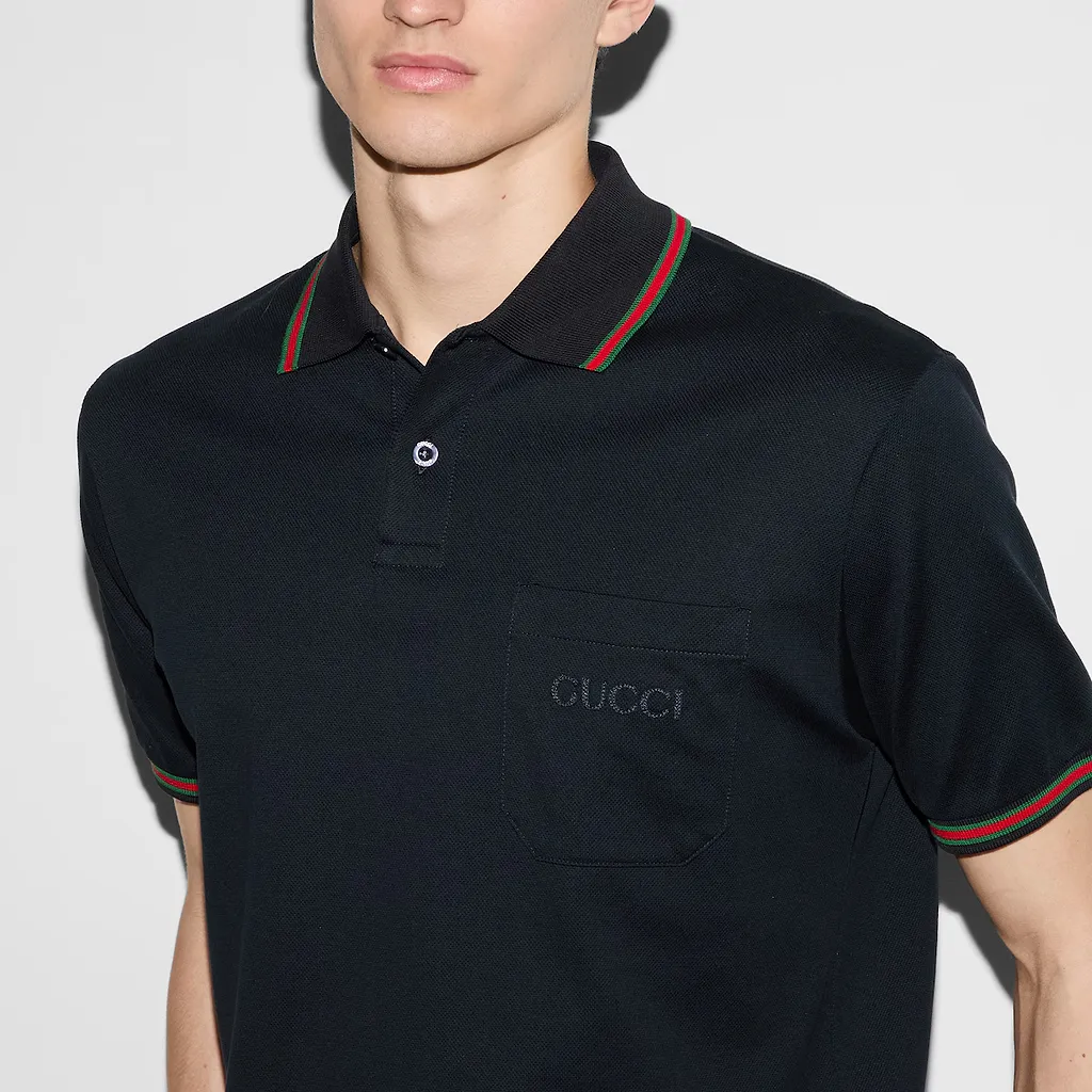 Embroidered Stretch Cotton Polo Shirt