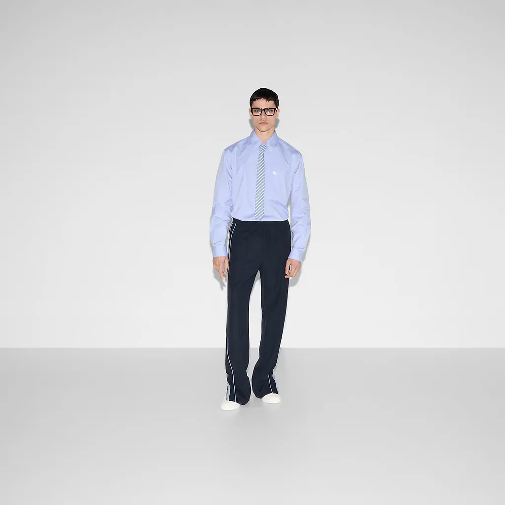 Embroidered Wool Twill Pant