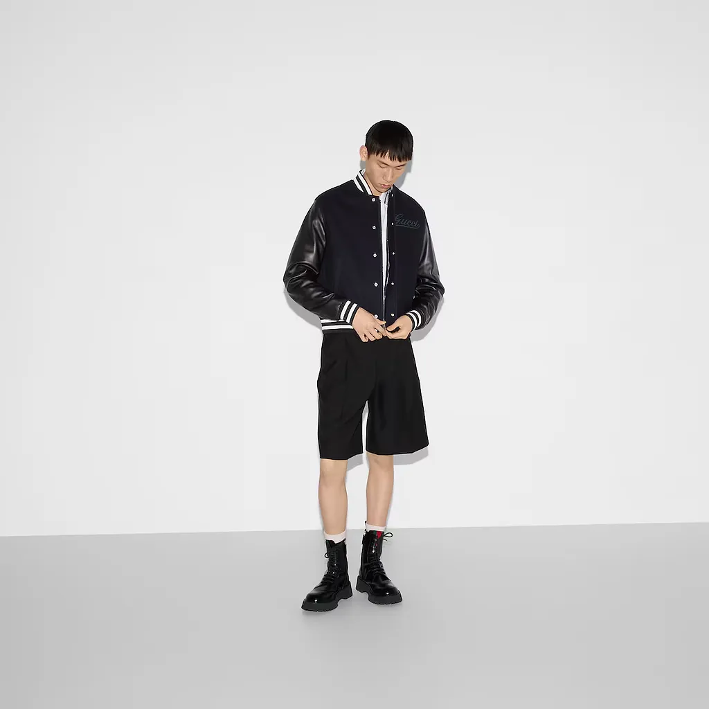 Wool And Leather Bomber Jacket