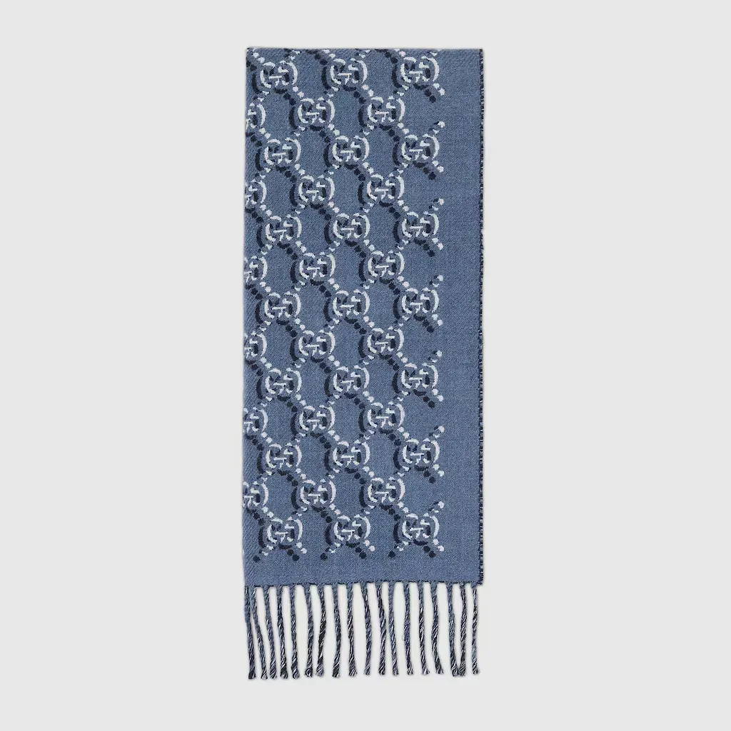 Wool Scarf With Gg Shadow
