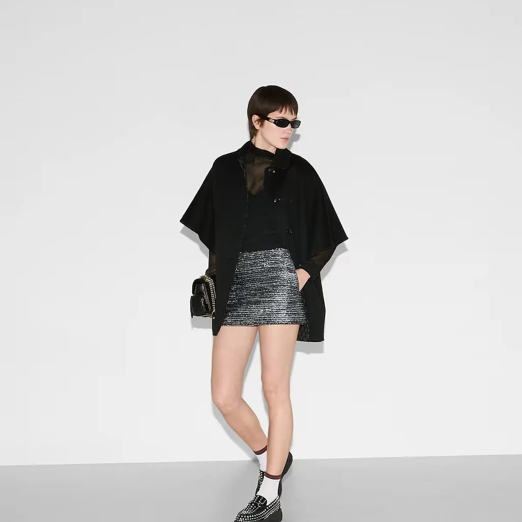 Striped Tweed Lamé Skirt