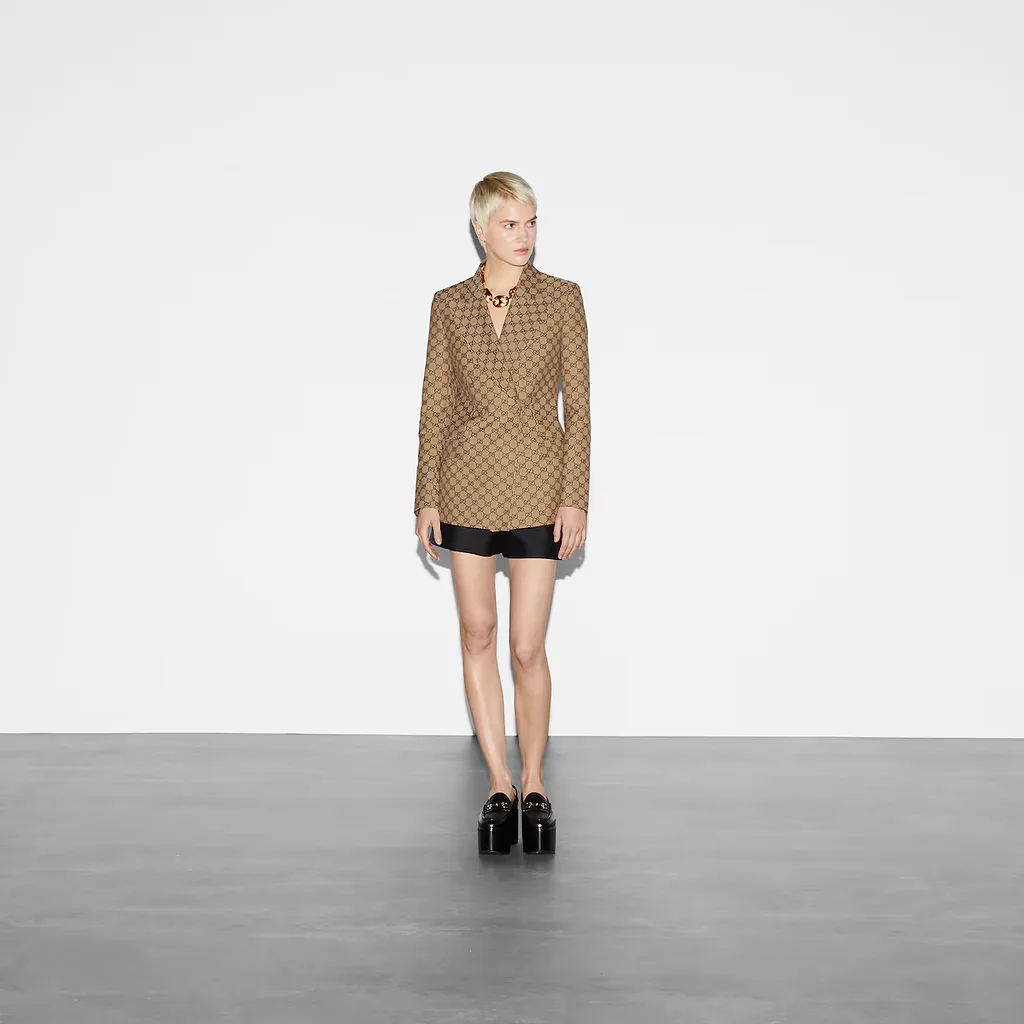 Double-Breasted Gg Canvas Jacket