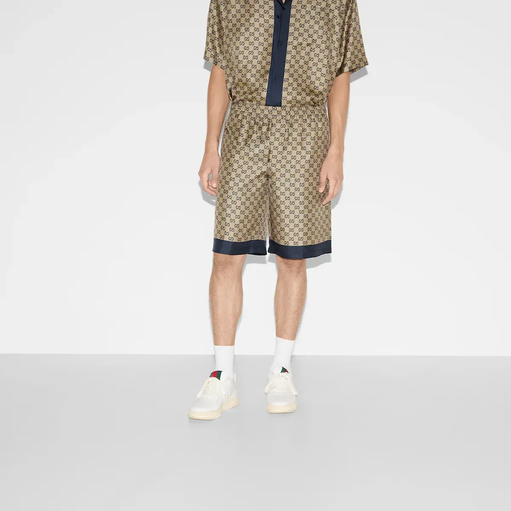 Printed Silk Twill Shorts