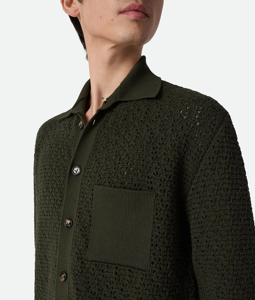 Cotton Crochet Knit Shirt