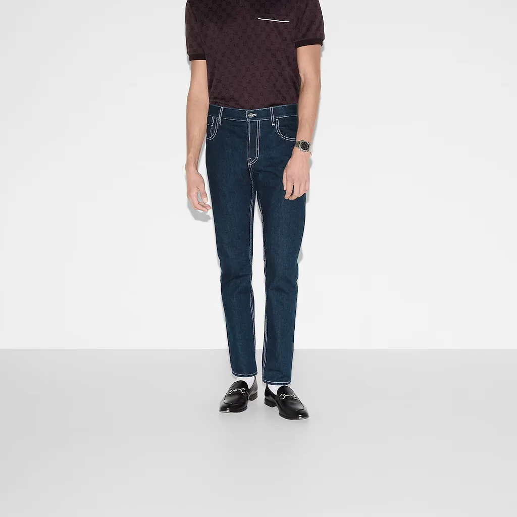 Lasered Tapered Denim Pant