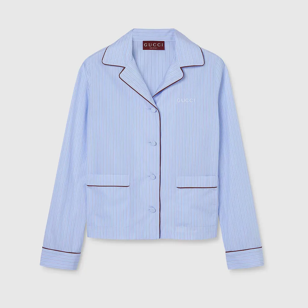 Striped Cotton Shirt With Embroidery