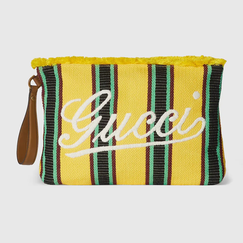 Large Embroidered Canvas Pouch