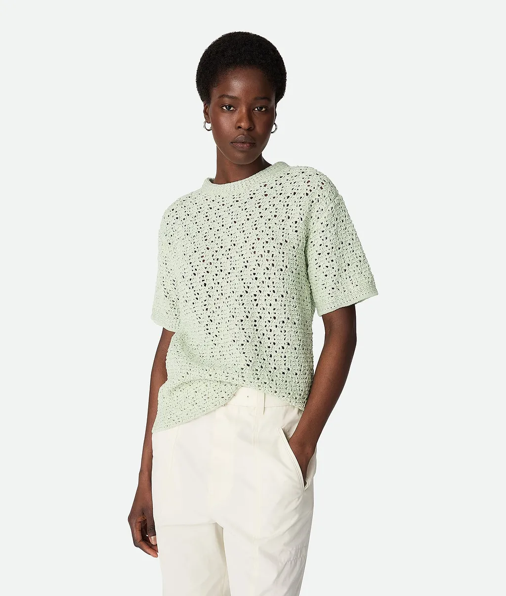 Cotton Crochet Knit T-Shirt