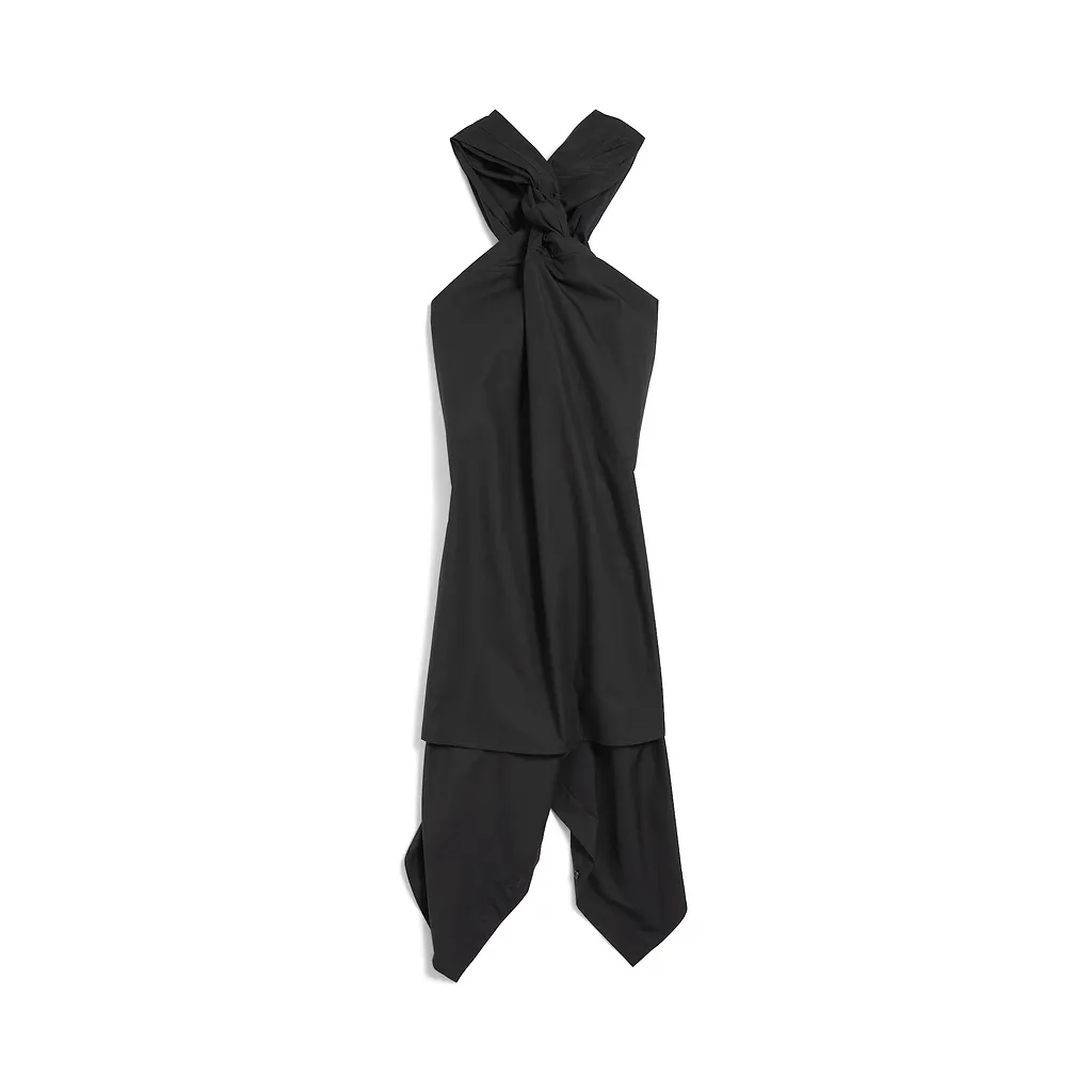 Twisted Sleeveless Shirt Dress