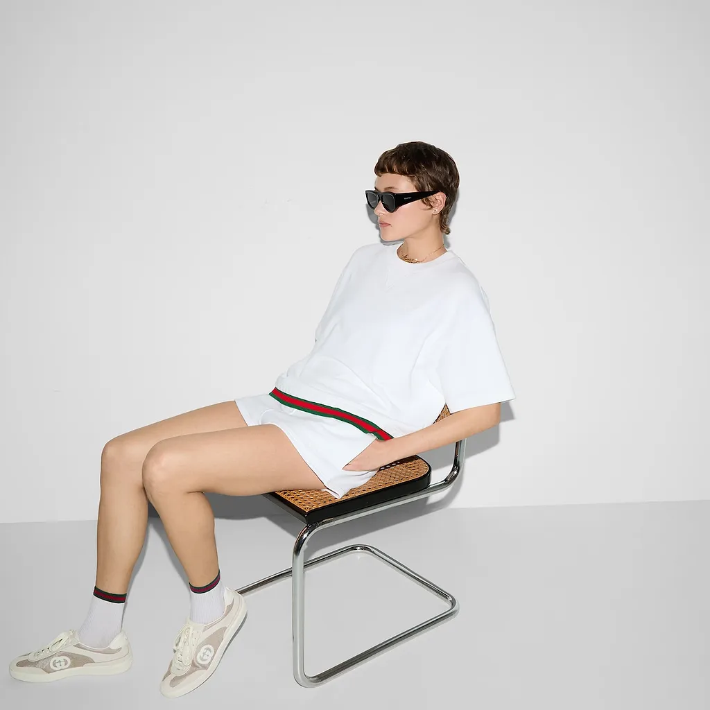Cropped Cotton Jersey Top With Web