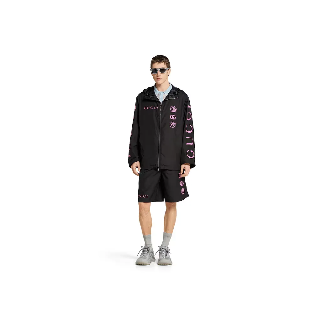 Printed Technical Poplin Jacket