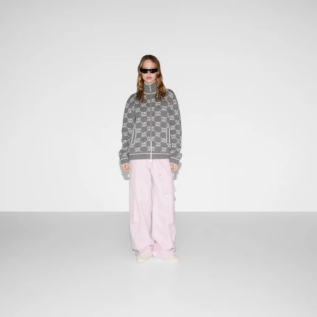 Gg Bouclé Stitch Jacquard Cardigan