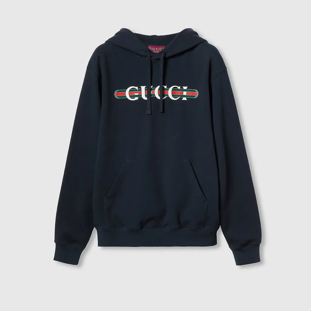 Printed Cotton Jersey Hooded Sweatshirt