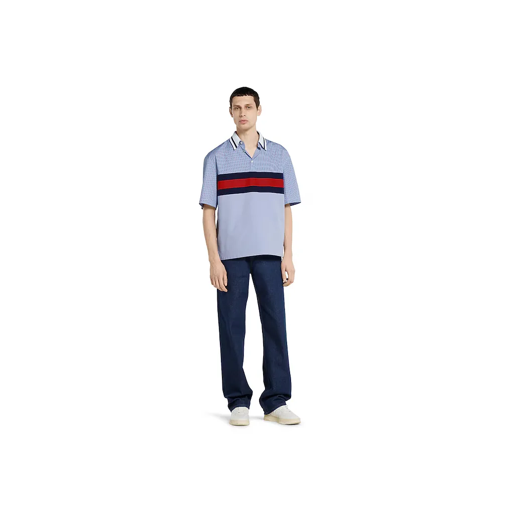Striped Cotton Poplin Polo Shirt