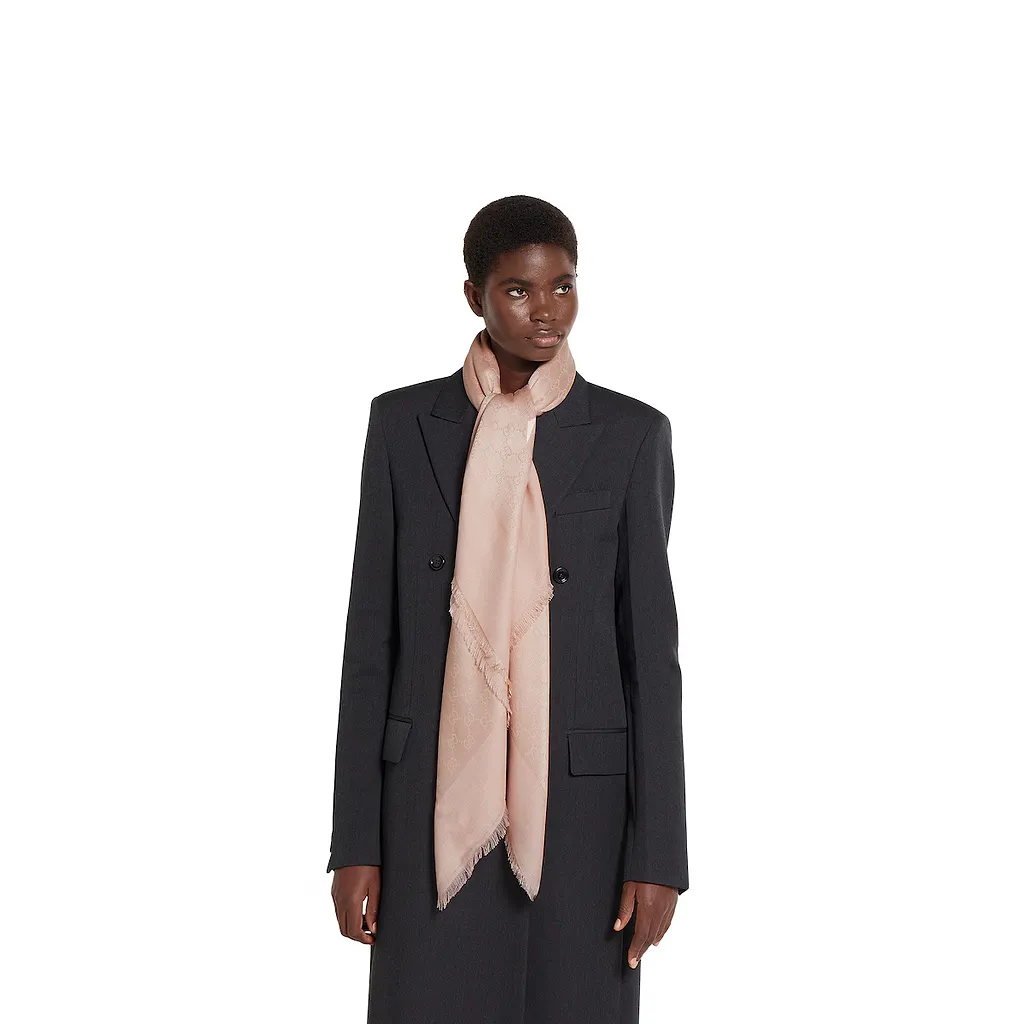 Gg Cotton Silk Jacquard Shawl
