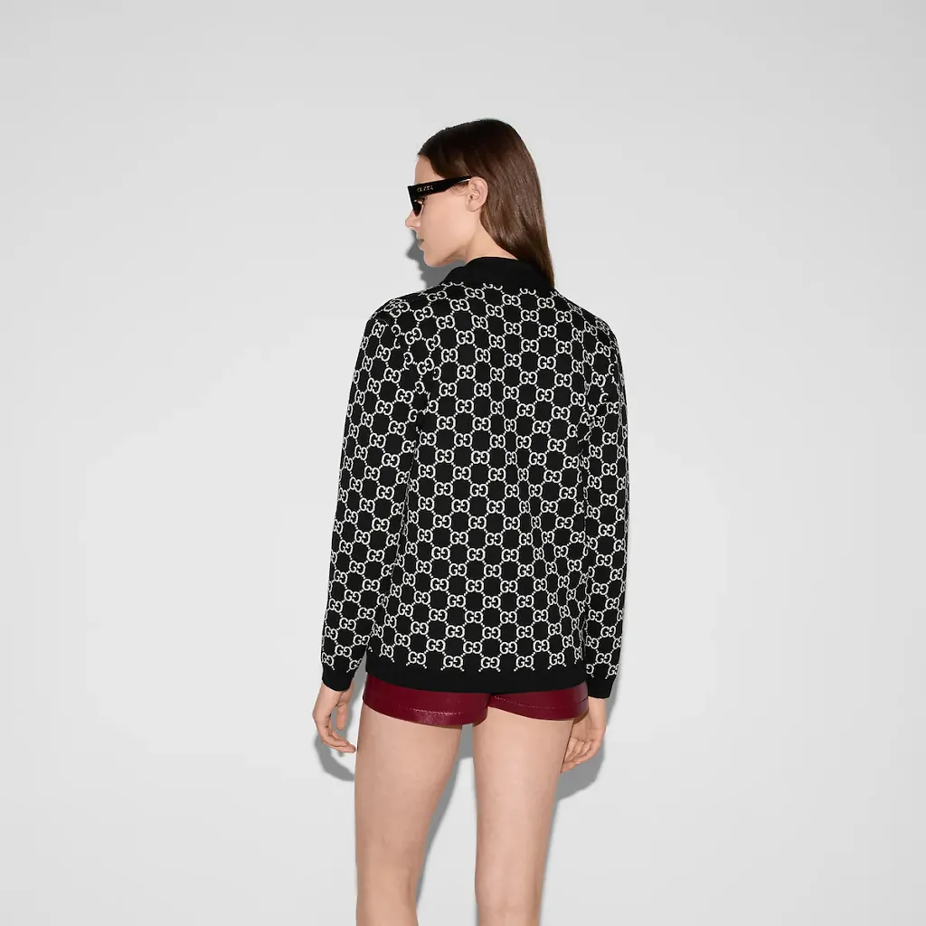 Reversible Gg Wool Jacquard Cardigan
