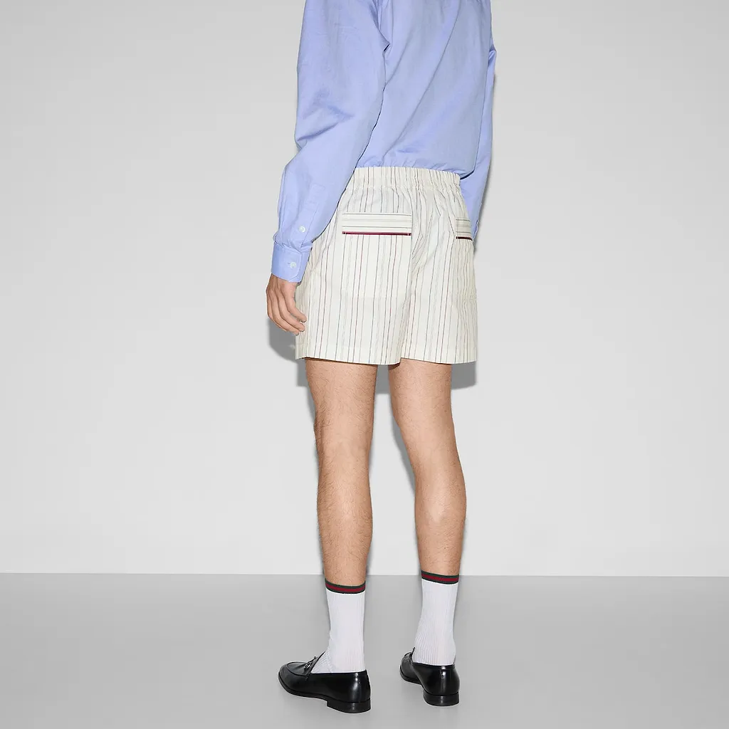 Striped Cotton Poplin Shorts
