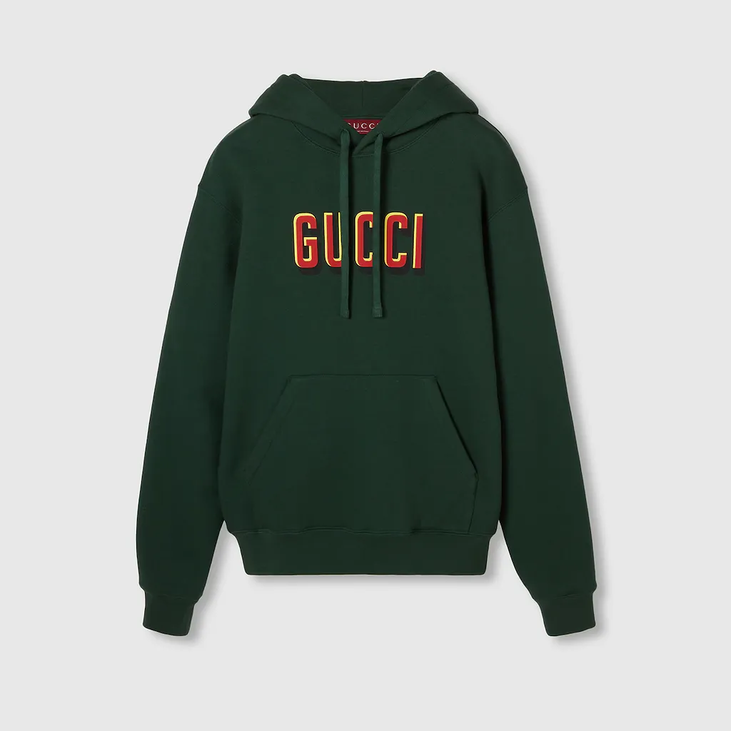 Printed Cotton Jersey Hooded Sweatshirt