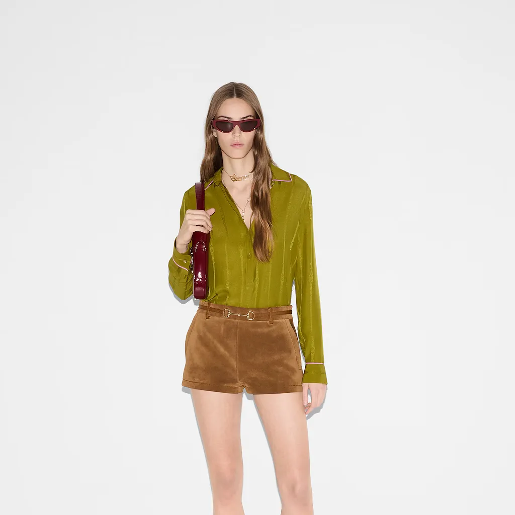 Chain And Belt Silk Jacquard Shirt