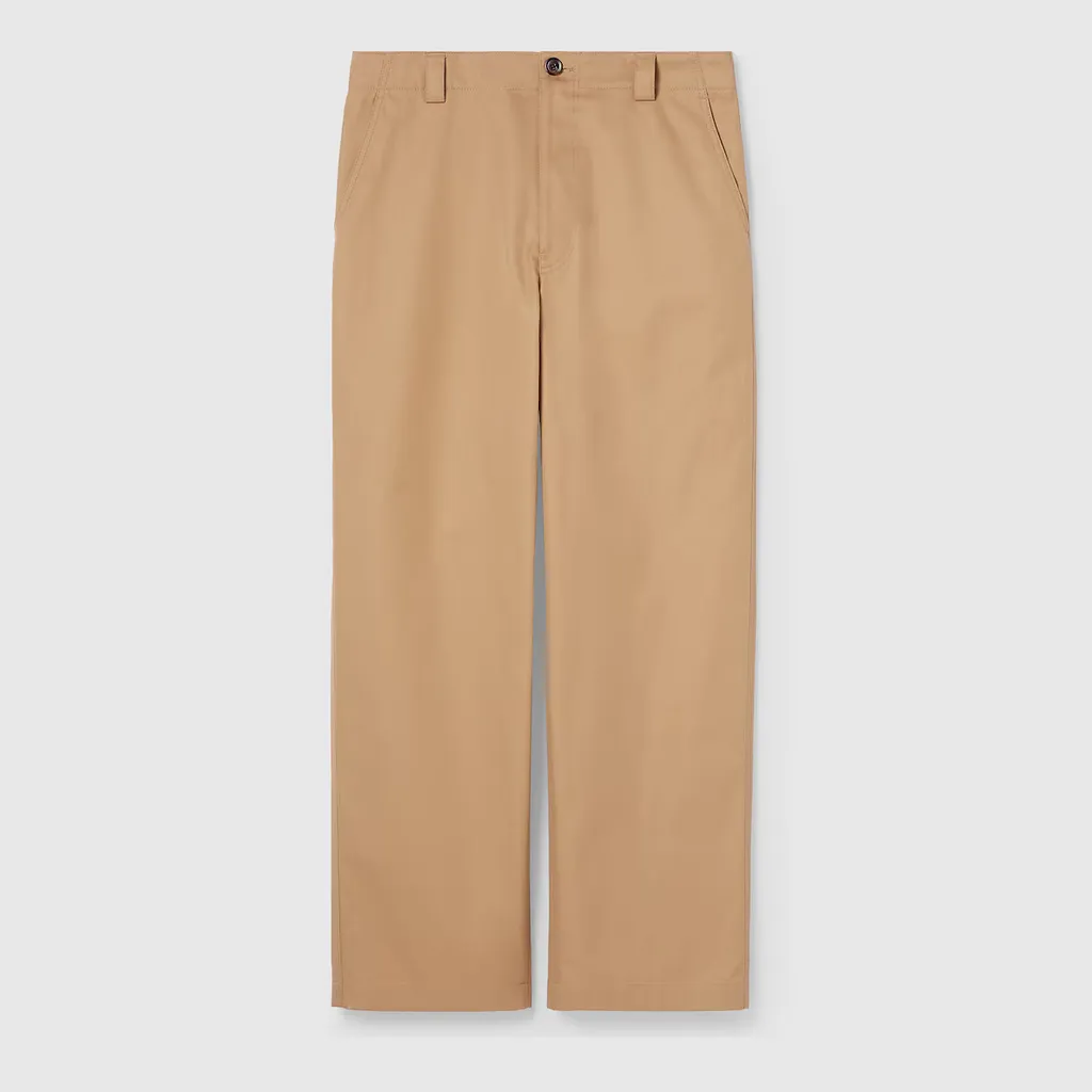 Compact Cotton Twill Trousers With Web