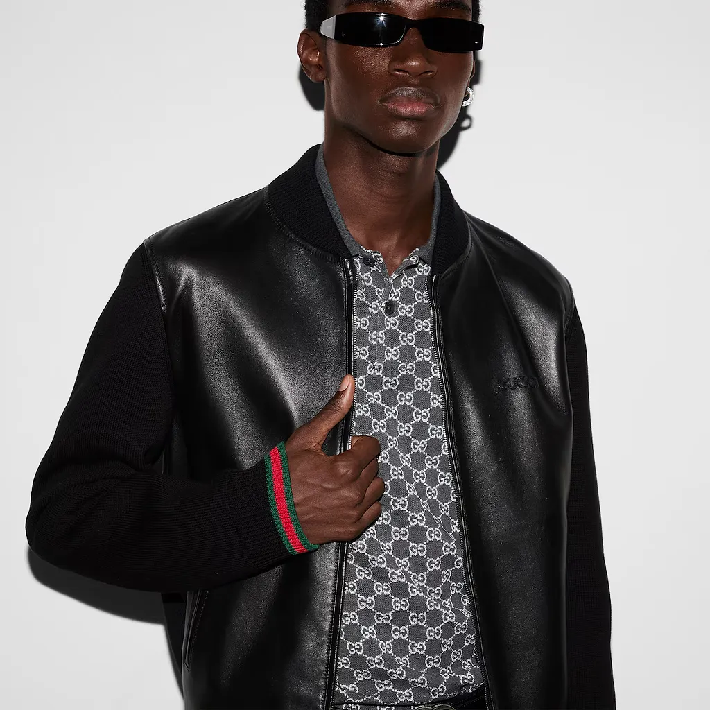 Nappa Leather And Knit Bomber Jacket