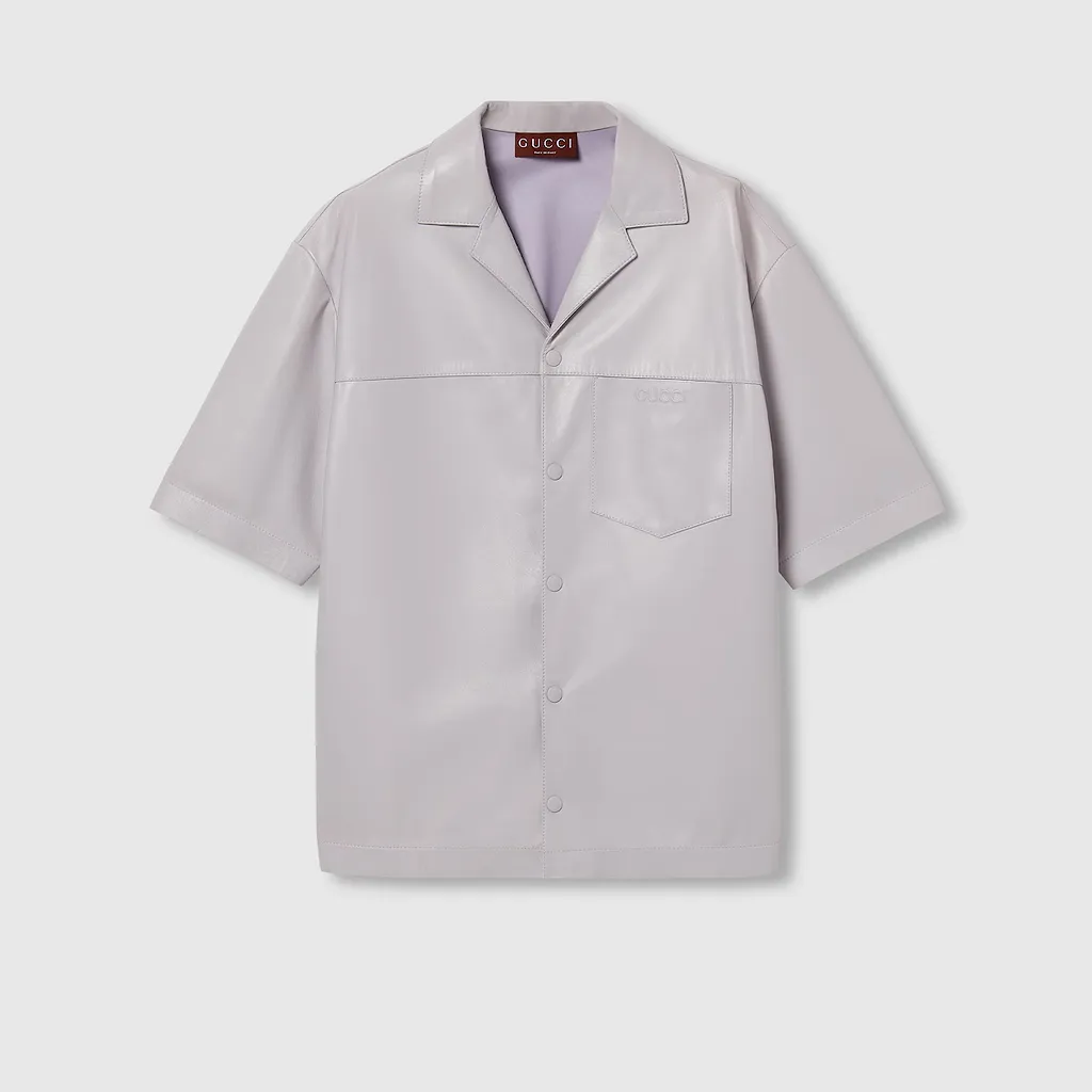 Embossed Soft Nappa Leather Shirt