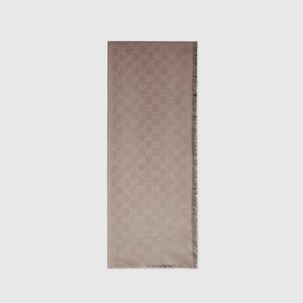 Gg Wool Silk Jacquard Stole