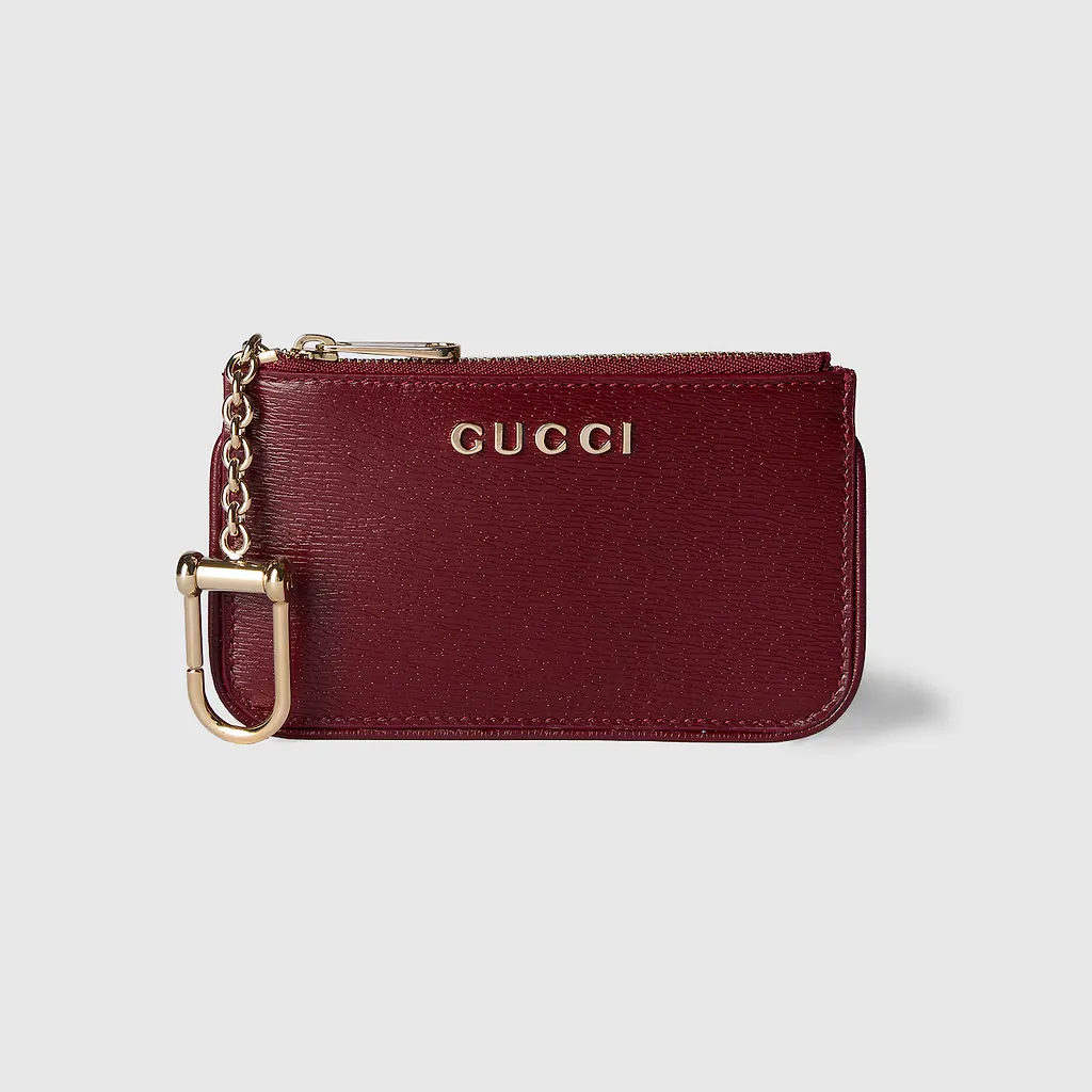 Zip Key Pouch With Gucci Script
