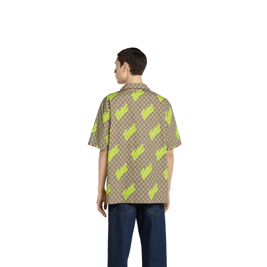 Printed Cotton Poplin Bowling Shirt