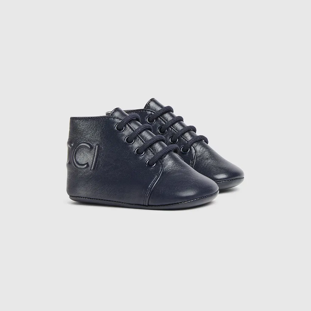 Baby Leather Boot With Gucci Logo