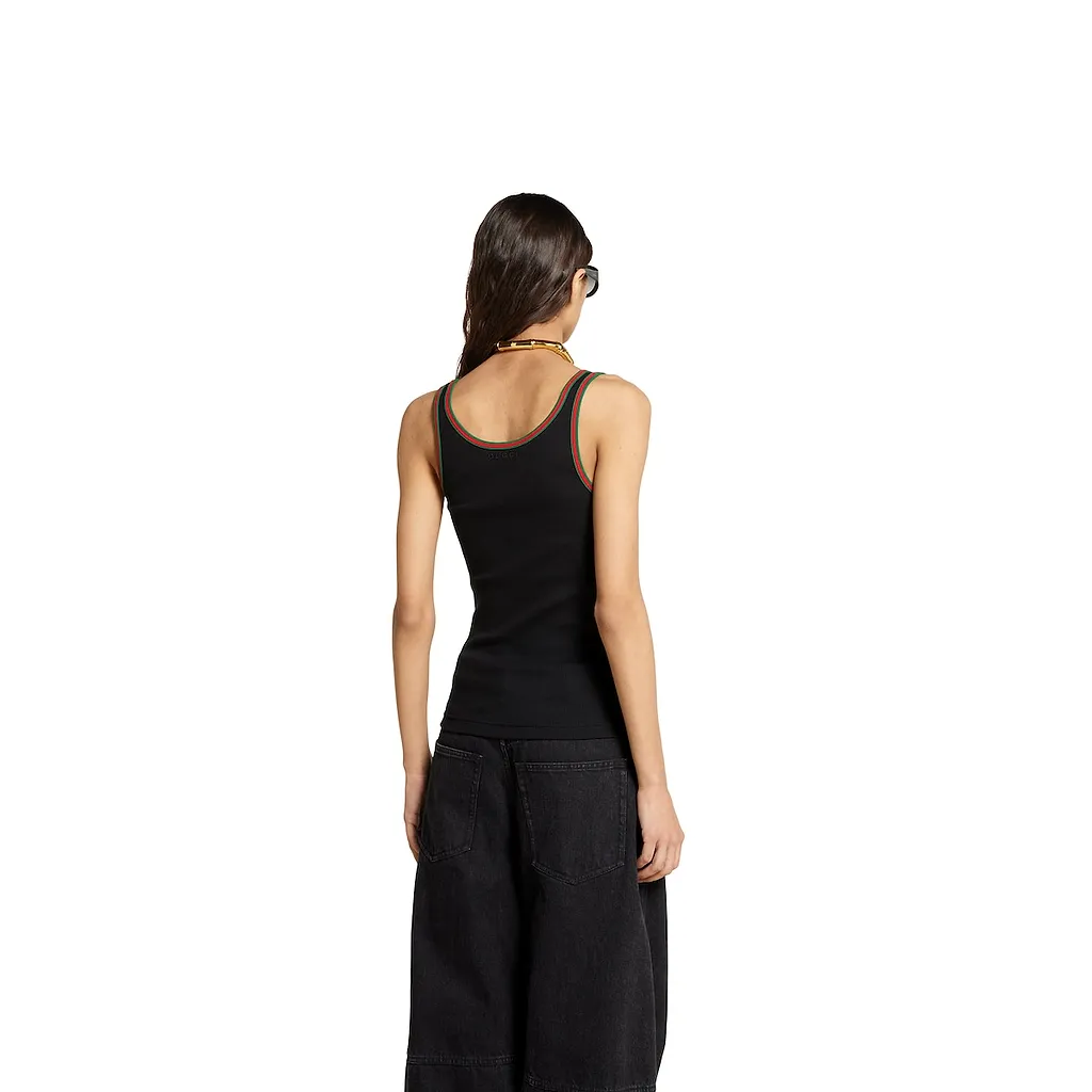 Cotton Rib Tank Top With Web
