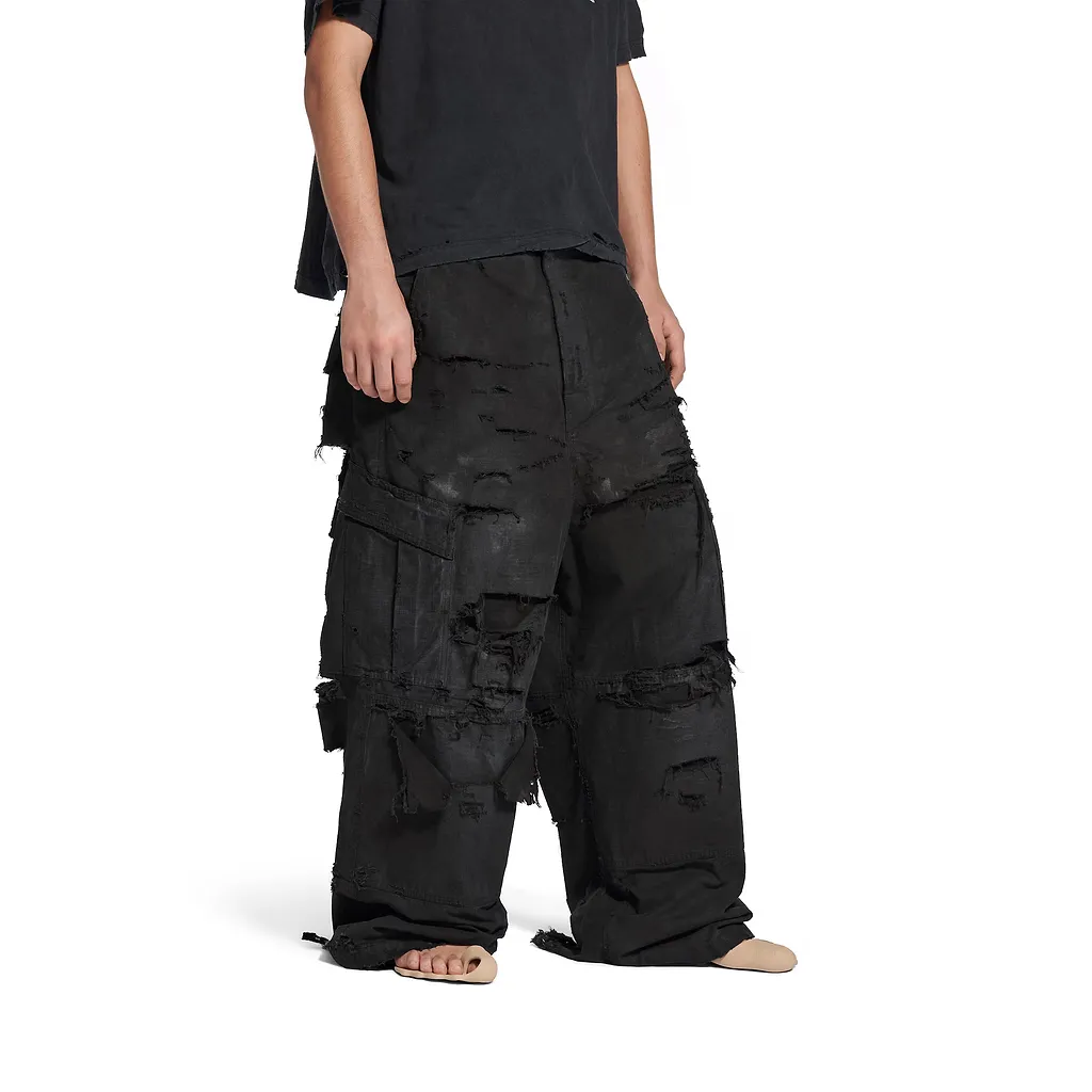 Distressed Large Cargo Pants