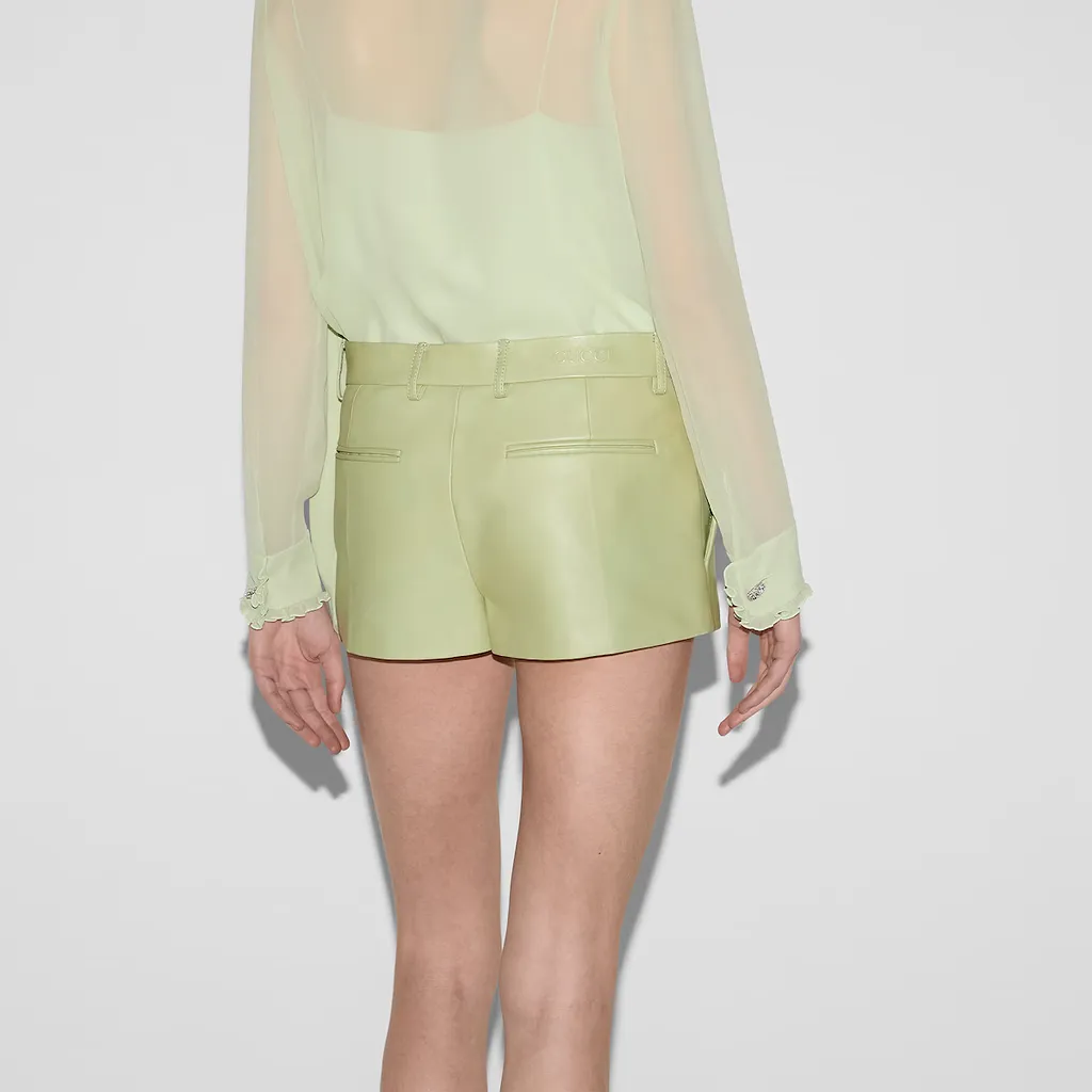 Embossed Leather Shorts