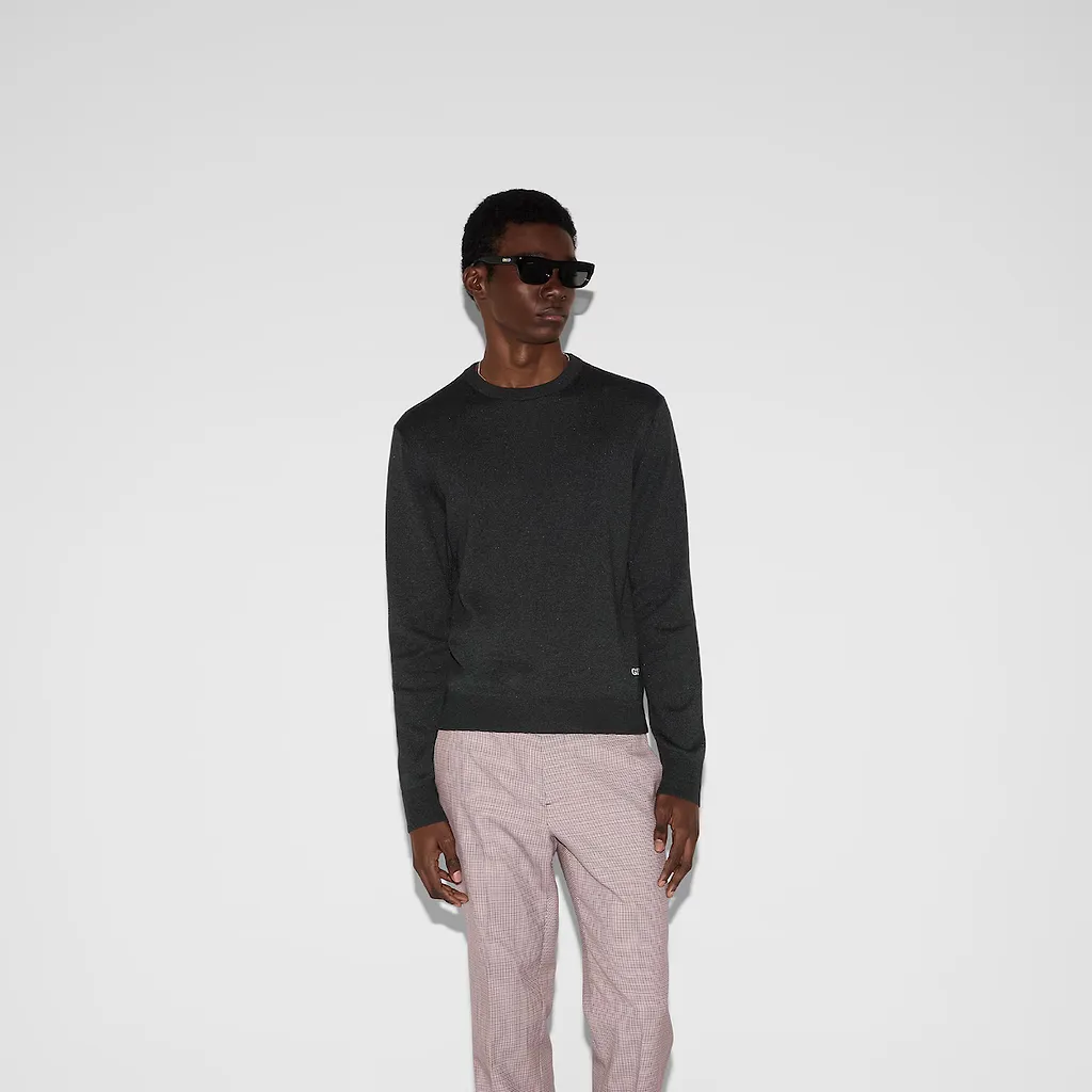 Silk Cotton Jumper With Intarsia