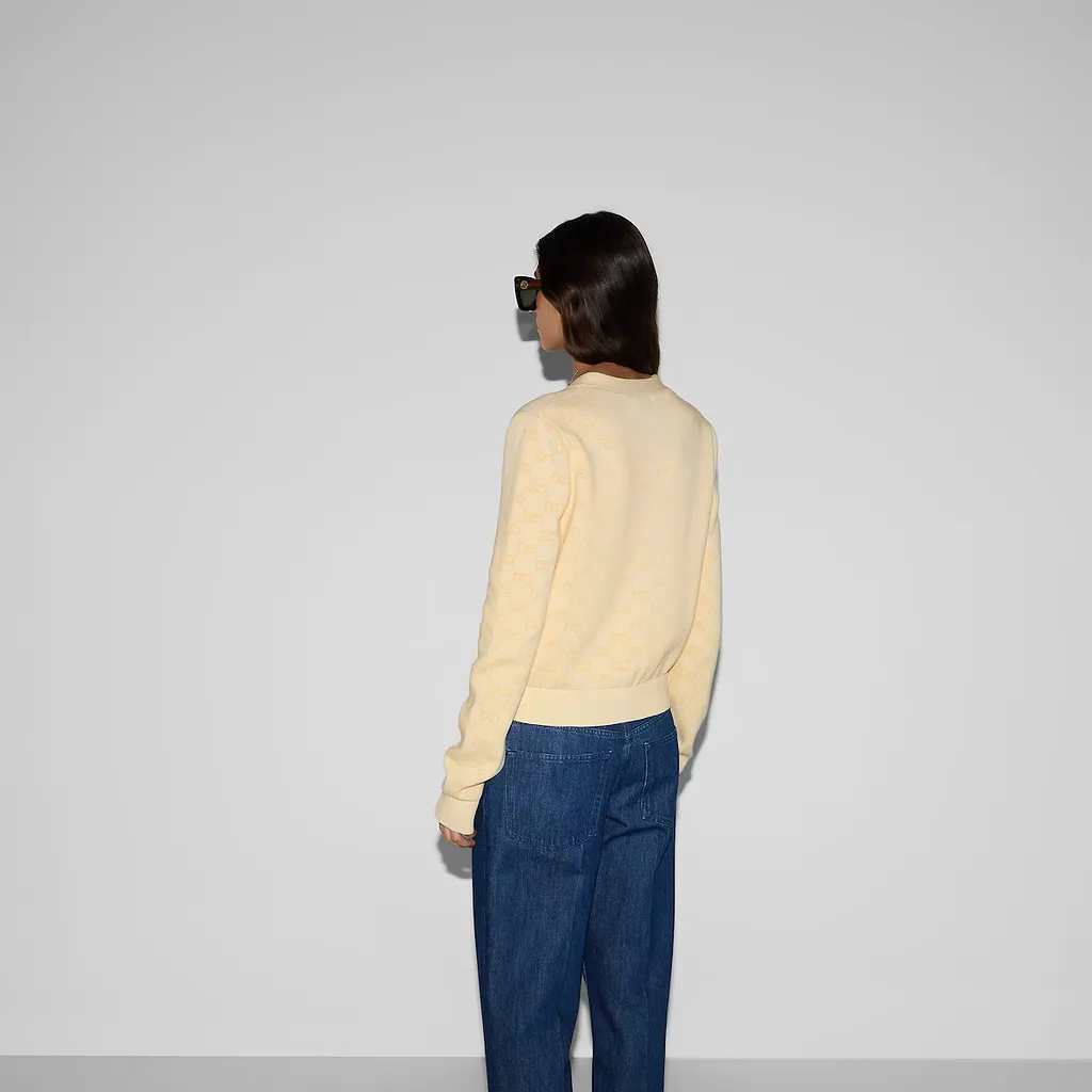 Fine Cotton Gg Jacquard Cardigan