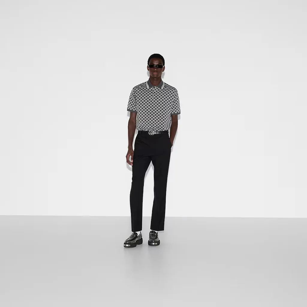 Gg Cotton Lamé Jacquard Polo Shirt