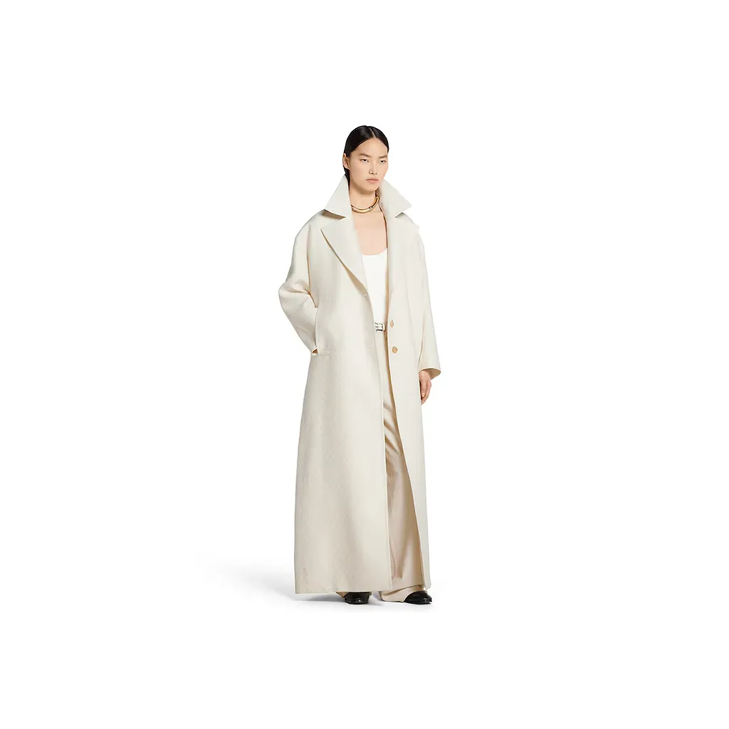 Gg Silk Wool CrÊPe Single-Breasted Coat