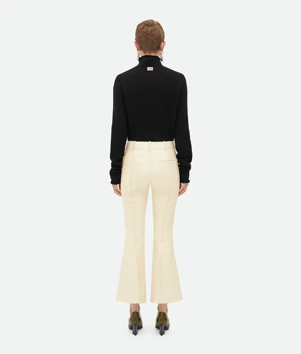 Leather Cropped Flared Trousers