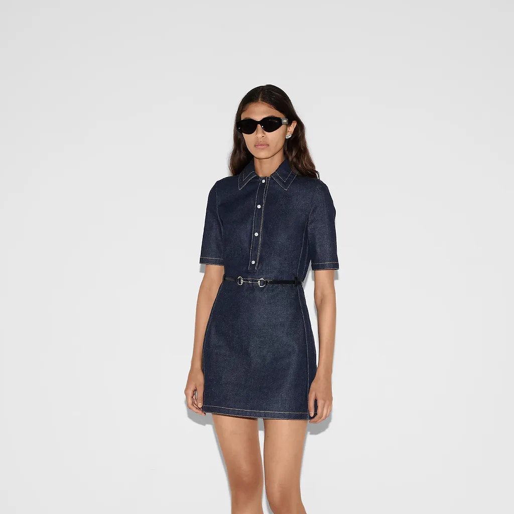 Denim Mini Dress With Horsebit