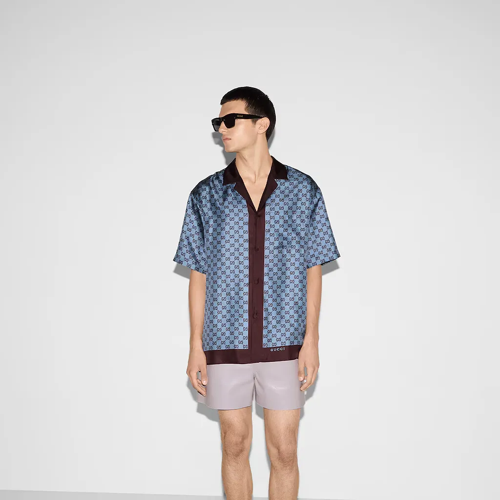 Regular Fit Printed Silk Twill Shirt