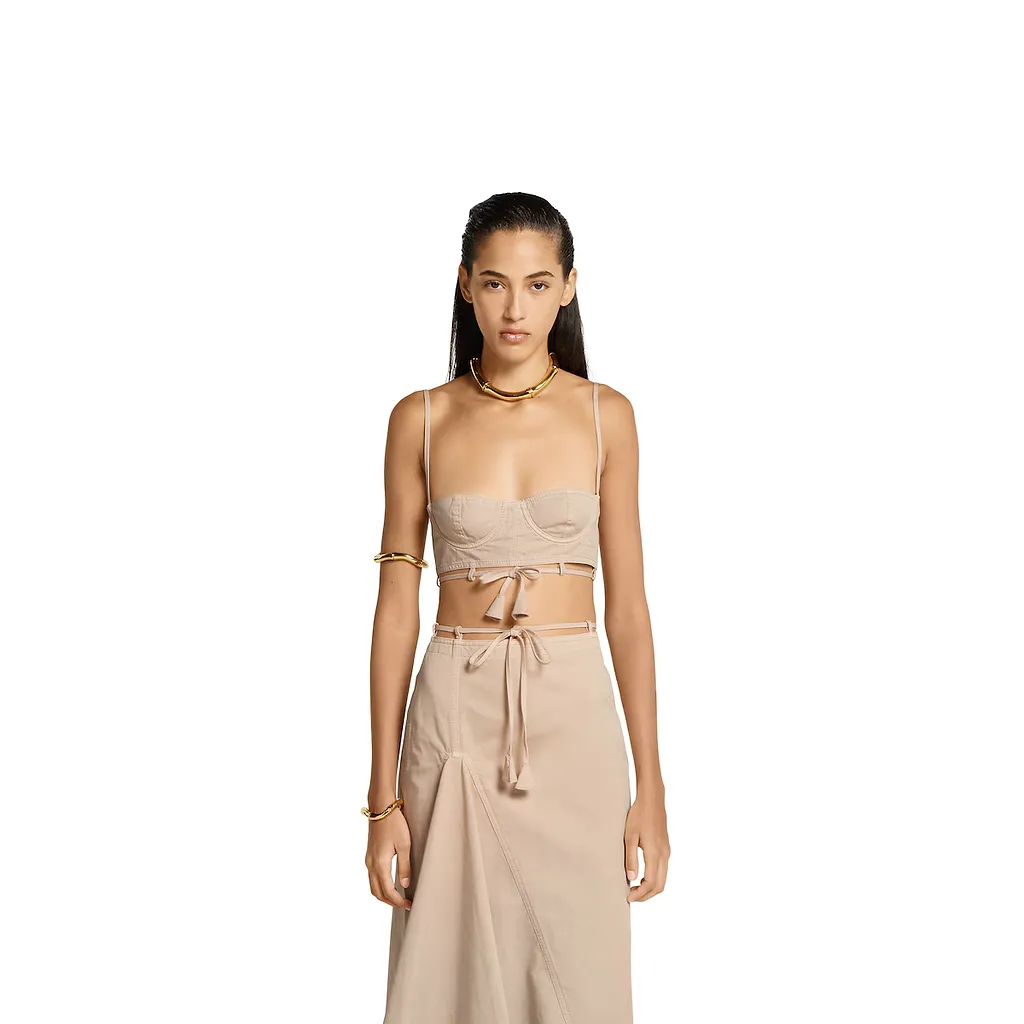 Cotton Twill Top With Tie Front