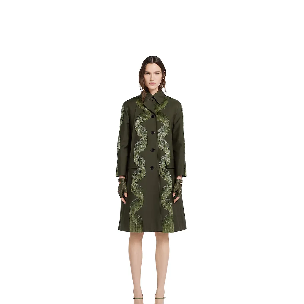 Wool Coat With Beaded Fringe