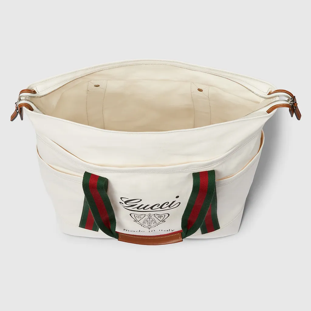 Printed Canvas Large Tote Bag