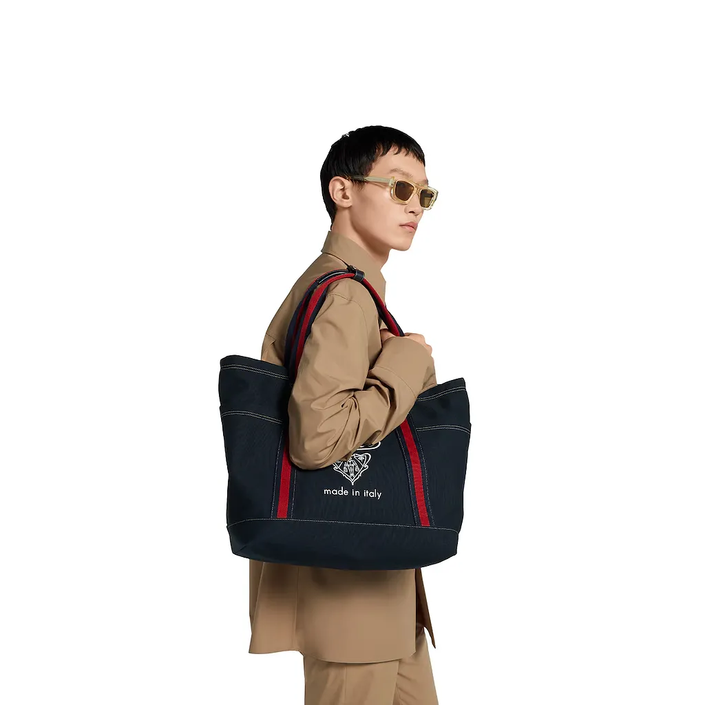 Printed Canvas Large Tote Bag