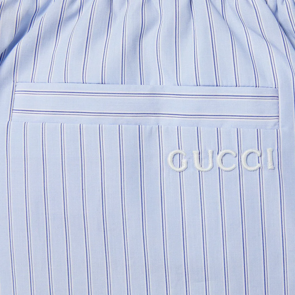 Striped Cotton Shorts With Embroidery
